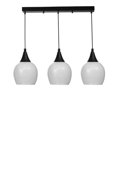 Lumexx ENZO 3 LÜ SIRALI SİYAH BEYAZ CAMLI SARKIT - Resim 2