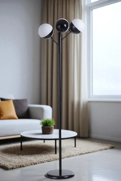 Lumexx KÜRE 3 LÜ SİYAH LAMBADER BEYAZ CAMLI ürün görseli