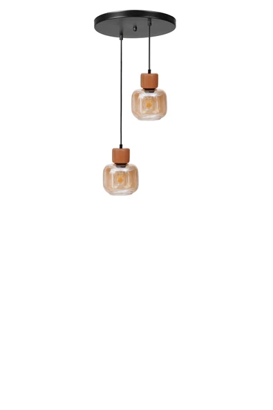 Lumexx LİDYA 2 Lİ TEPSİLİ SİYAH BAL CAMLI SARKIT - Resim 2