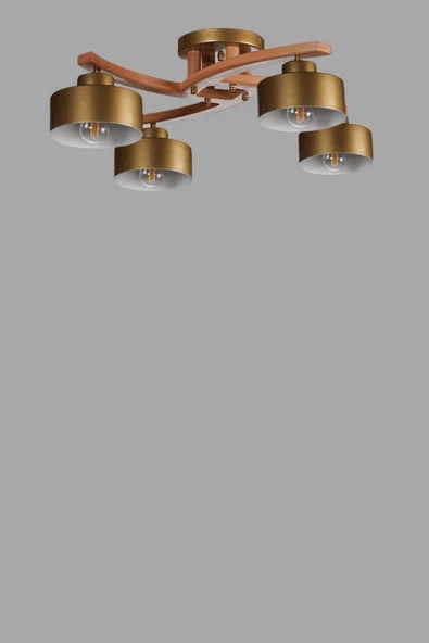 Lumexx WESTON 4 LÜ NATUREL METAL BAŞLIKLI PLOFONYER AVİZE - Resim 3
