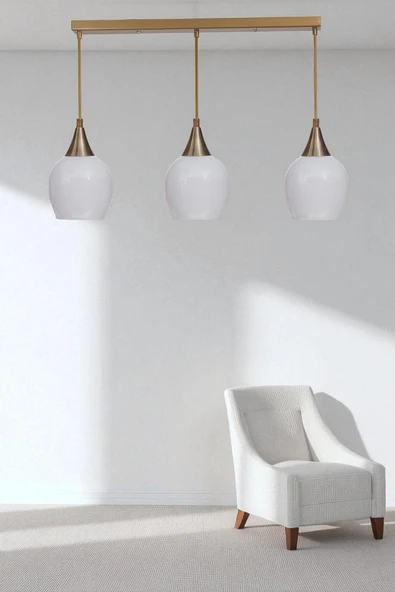 Lumexx ENZO 3 LÜ SIRALI ESKİTME BEYAZ CAMLI SARKIT ürün görseli