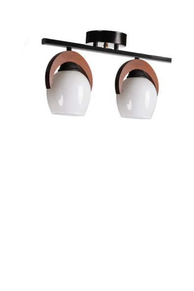 Lumexx HELENA 2 Lİ SIRALI BEYAZ CAMLI PLAFONYER AVİZE - Resim 2