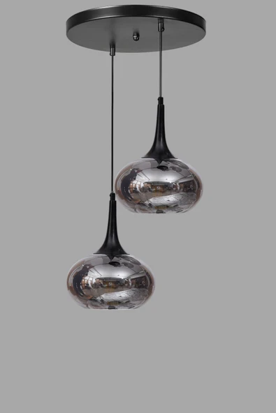 Lumexx ZARA 2 Lİ TEPSİLİ SİYAH FÜME CAMLI SARKIT - Resim 3