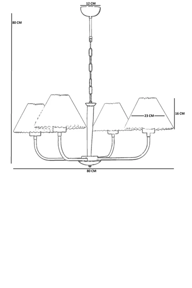 Lumexx APOLLO 4 LÜ ESKİTME PİLELİ KREM ABAJURLU AVİZE - Resim 4
