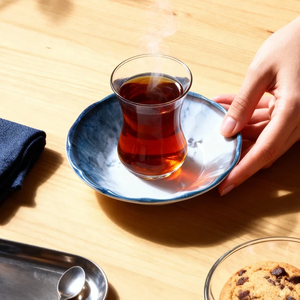 GÜRAL PORSELEN Acem 12 Parça 10 cm Çay Tabağı 1341 - Resim 7