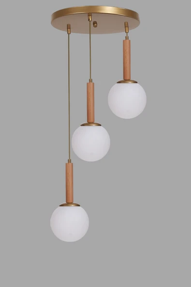 Lumexx IŞIL 3 LÜ TEPSİLİ NATUREL BEYAZ CAMLI SARKIT - Resim 3