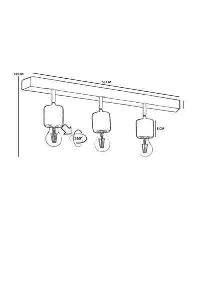 Lumexx PAMELA 3 LÜ SIRALI NATUREL PLAFONYER AVİZE - Resim 4