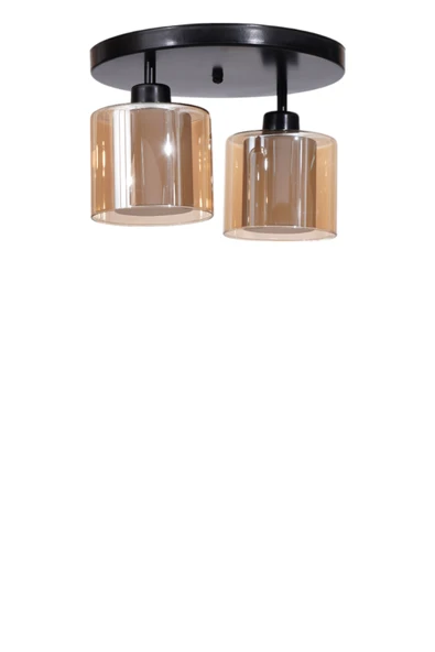 Lumexx YENİ SAHRA 2 Lİ TEPSİLİ SİYAH PLAFONYER AVİZE - Resim 2