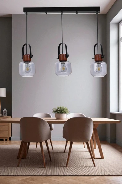 Lumexx Masal 3 Lü Sıralı Siyah Füme Camlı Sarkıt ürün görseli