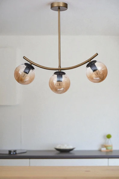 Lumexx VELVET 3 LÜ ESKİTME BAL CAMLI PLAFONYER AVİZE ürün görseli