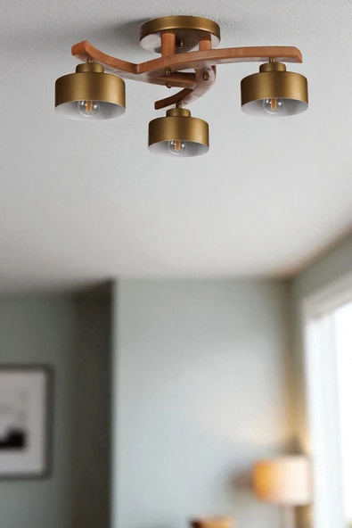 Lumexx WESTON 3 LÜ NATUREL METAL BAŞLIKLI PLOFONYER AVİZE ürün görseli