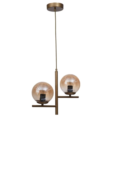 Lumexx TERRA 2 Lİ ESKİTME BAL CAMLI AVİZE - Resim 2