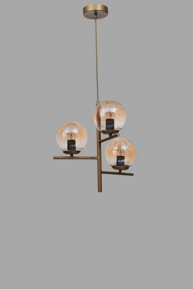 Lumexx TERRA 3 LÜ ESKİTME BAL CAMLI AVİZE - Resim 3