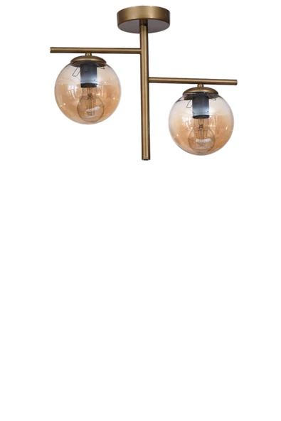 Lumexx TERRA 2 Lİ ESKİTME BAL CAMLI PLAFONYER AVİZE - Resim 2