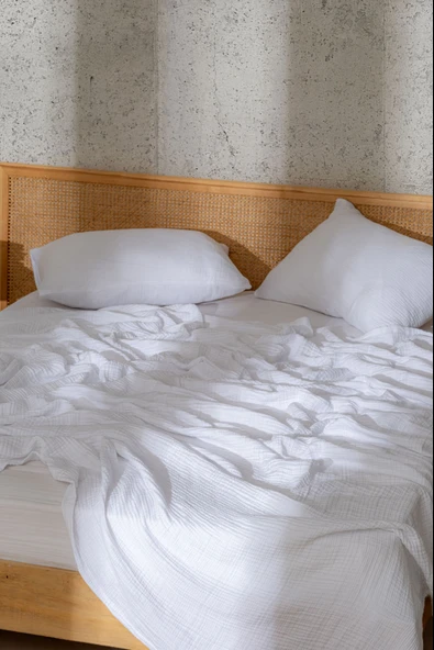 Rayme Textile Müslin Yatak Örtüsü Ultra Yumuşak Yüksek Kaliteli 4 Kat Muslin Pike (Tek Kişilik (240x280 cm) - Resim 5