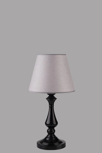 Lumexx MEGAN SİYAH PRAMİT HASIR GRİ ABAJURLU MASA LAMBASI - Resim 4