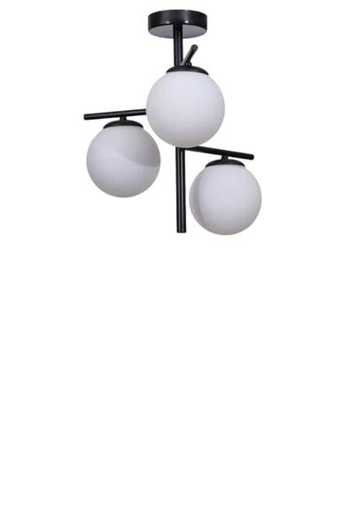 Lumexx TERRA 3 LÜ SİYAH BEYAZ CAMLI PLAFONYER AVİZE - Resim 2