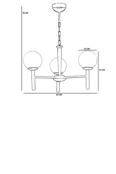 Lumexx LUKE 3 LÜ BEYAZ CAMLI AVİZE - Resim 4