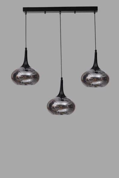 Lumexx ZARA 3 LÜ SIRALI SİYAH FÜME CAMLI SARKIT - Resim 3