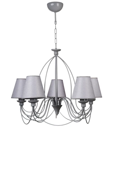 Lumexx BERFİN 5 Lİ GRİ HASIR GRİ ABAJRULU AVİZE - Resim 2