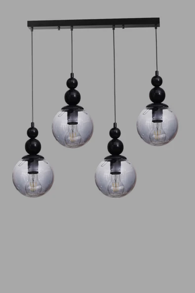 Lumexx YAREN 4 LÜ SIRALI SİYAH FÜME CAMLI SARKIT - Resim 3