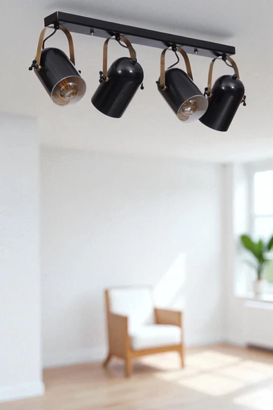 Lumexx LONDON 4 LÜ SIRALI SİYAH PLAFONYER AVİZE ürün görseli