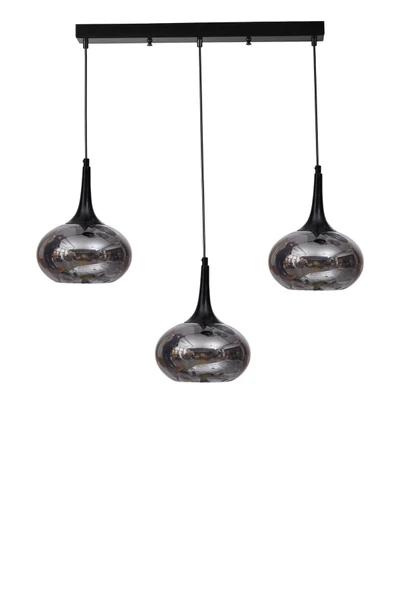 Lumexx ZARA 3 LÜ SIRALI SİYAH FÜME CAMLI SARKIT - Resim 2