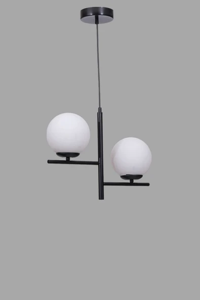 Lumexx TERRA 2 Lİ SİYAH BEYAZ CAMLI AVİZE - Resim 3