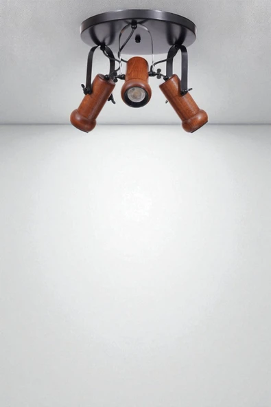 Lumexx PASCAL 3 LÜ TEPSİLİ CEVİZ PLAFONYER AVİZE - Resim 2