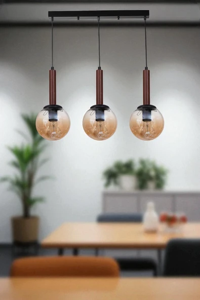 Lumexx IŞIL 3 LÜ SIRALI CEVİZ BAL CAMLI SARKIT ürün görseli