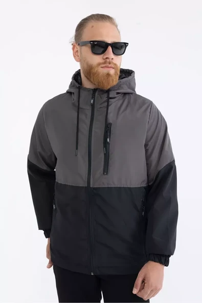 İçi Astarlı Su ve Rüzgar Geçirmez Cepli Erkek Yağmurluk - Resim 7