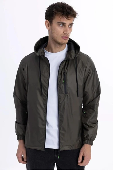 İçi Astarlı Su ve Rüzgar Geçirmez Erkek Cepli Yağmurluk - Resim 2