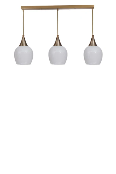 Lumexx ENZO 3 LÜ SIRALI ESKİTME BEYAZ CAMLI SARKIT - Resim 2