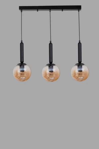 Lumexx SEZGİ 3 LÜ SIRALI SİYAH BAL CAMLI SARKIT - Resim 3