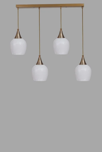 Lumexx ENZO 4 LÜ SIRALI ESKİTME BEYAZ CAMLI SARKIT - Resim 3