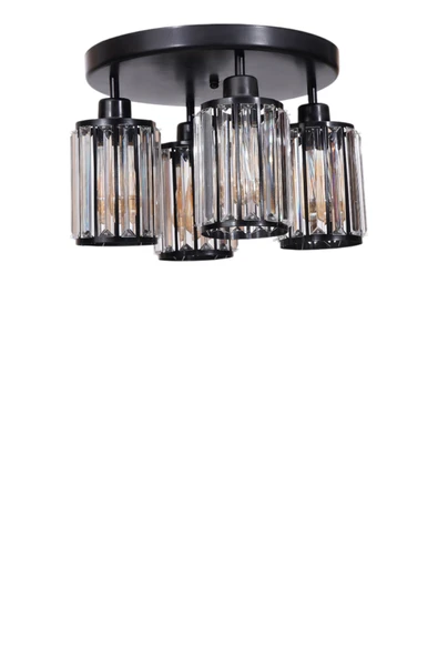 Lumexx HUGO 4 LÜ TEPSİLİ SİYAH PLAFONYER AVİZE - Resim 2