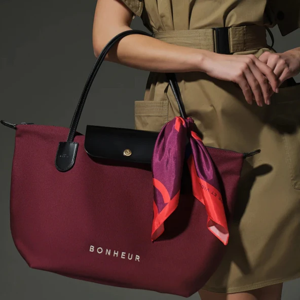 BONHEUR N 7 Kanvas Çanta- Cherry Red - Resim 7