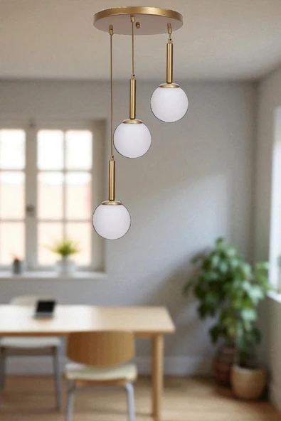 Lumexx SEZGİ 3 LÜ TEPSİLİ ESKİTME BEYAZ CAMLI SARKIT ürün görseli