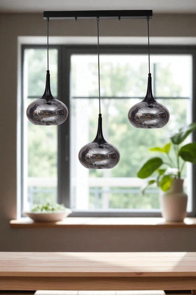 Lumexx ZARA 3 LÜ SIRALI SİYAH FÜME CAMLI SARKIT ürün görseli