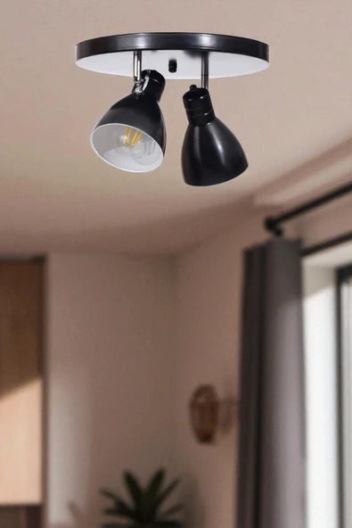 Lumexx OTİS 2 Lİ TEPSİLİ SİYAH PLAFONYER AVİZE ürün görseli