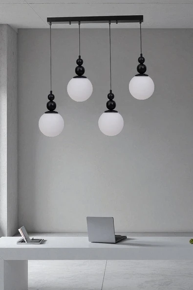 Lumexx YAREN 4 LÜ SIRALI SİYAH BEYAZ CAMLI SARKIT ürün görseli