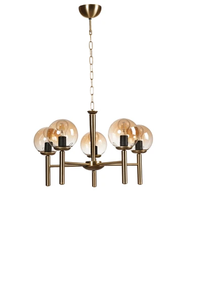 Lumexx LUKE 5 Lİ ESKİTME BAL CAMLI AVİZE - Resim 2