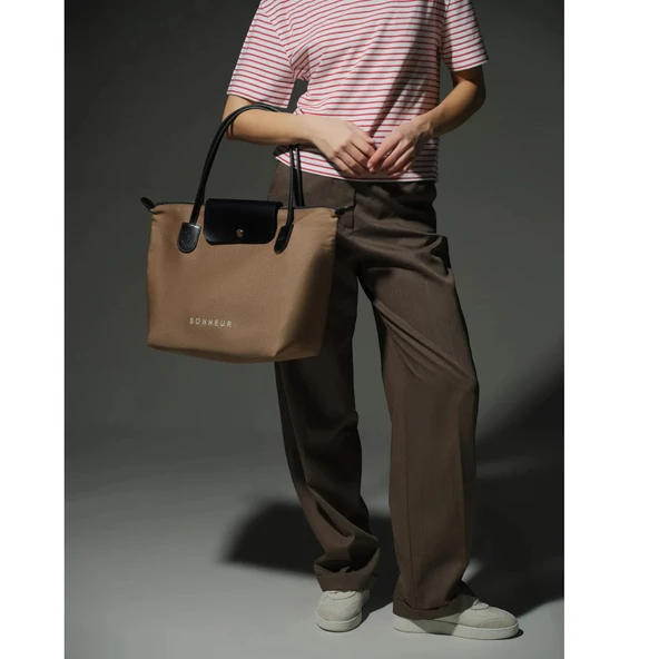 BONHEUR N 7 Kanvas Çanta- Mocha Cream - 6