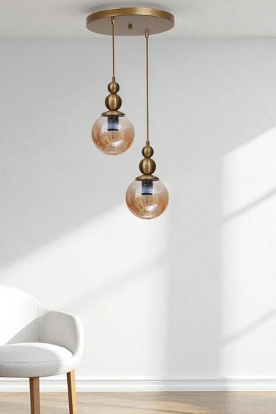 Lumexx YAREN 2 Lİ TEPSİLİ ESKİTME BAL CAMLI SARKIT ürün görseli