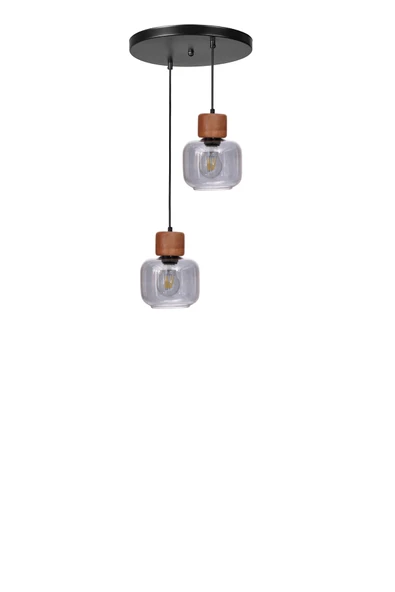 Lumexx LİDYA 2 Lİ TEPSİLİ SİYAH FÜME CAMLI SARKIT - Resim 2