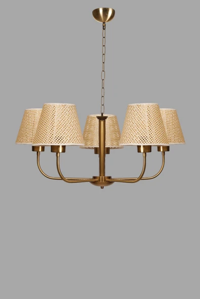 Lumexx APOLLO 5 Lİ ESKİTME PETEK ABAJURLU AVİZE - Resim 3