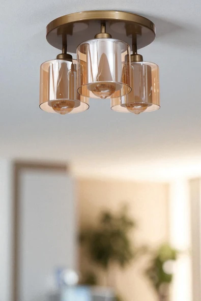 Lumexx YENİ SAHRA 3 LÜ TEPSİLİ ESKİTME PLAFONYER AVİZE ürün görseli