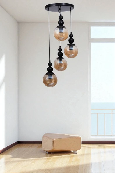 Lumexx YAREN 4 LÜ TEPSİLİ SİYAH BAL CAMLI SARKIT ürün görseli