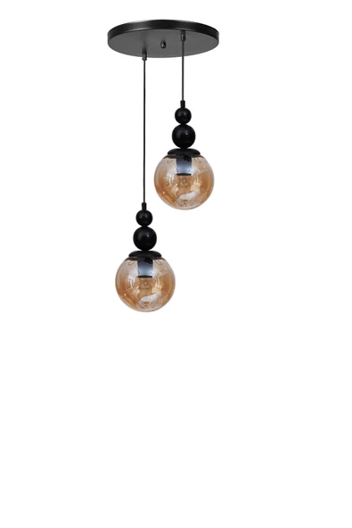 Lumexx YAREN 2 Lİ TEPSİLİ SİYAH BAL CAMLI SARKIT - Resim 2