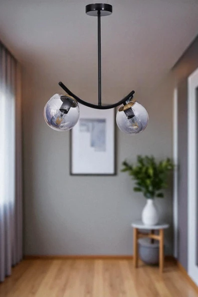 Lumexx VELVET 2 Lİ SİYAH FÜME CAMLI PLAFONYER AVİZE ürün görseli